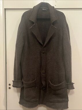 Giorgio Armani Dark Green Brown New Wool Mohair Blend Sweater Coat